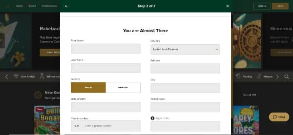 provide your name, gender, date of birth, city and postal code and tap Register to complete the sign-up process on VIP Arab Club Casino